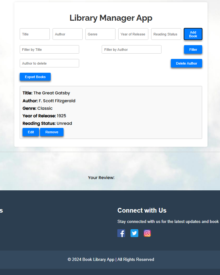 Library Manager App screenshot