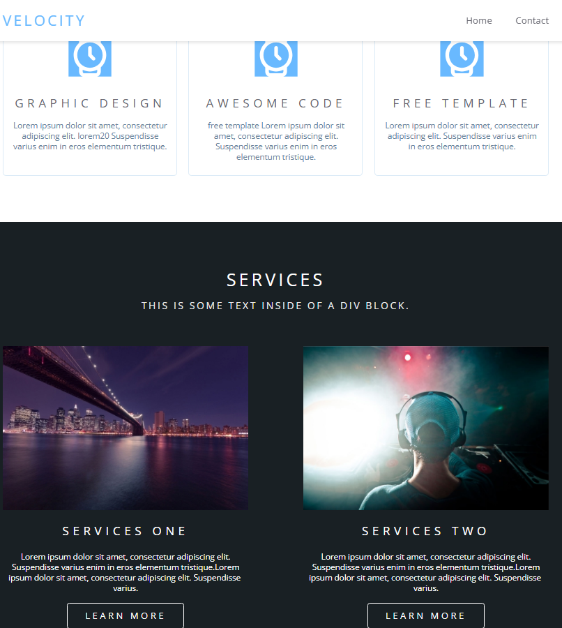 Front-end Velocity Website screenshot